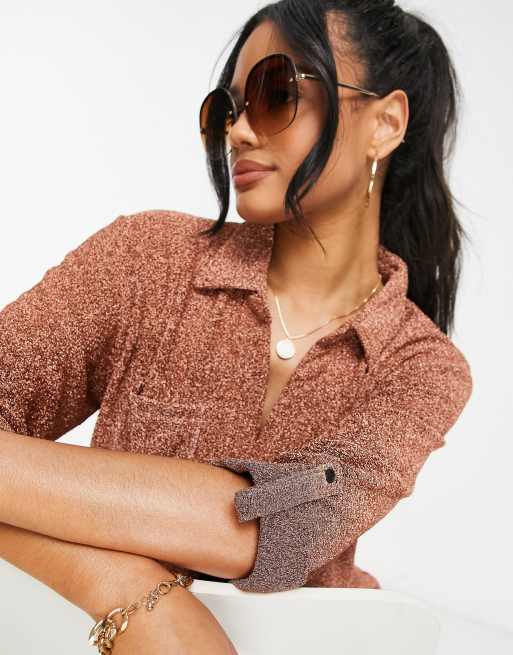 South Beach – Strandhemd in Metallic-Optik in Roségold, 3 von 4