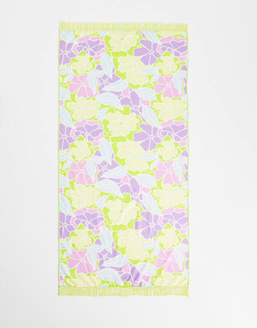 South Beach - Strandlaken met bloemenprint in geel