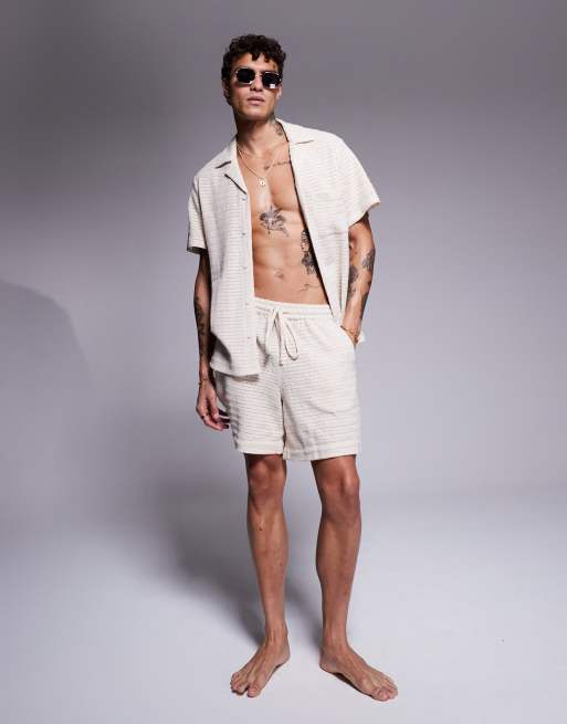 South Beach – Strandset aus strukturiertem Strick in Creme