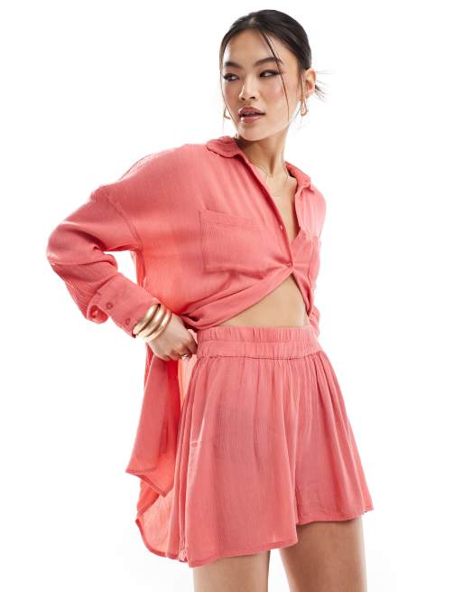 South Beach – Strandshorts in Wassermelone mit hoher Taille
