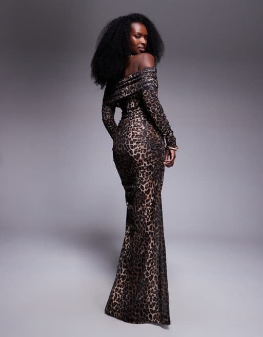 South Beach - Strandsæt i mesh med leopardprint