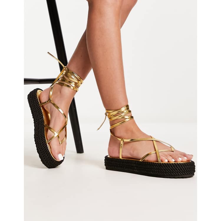 Gold strap up discount sandals