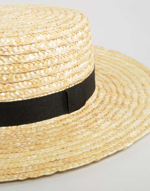 South Beach Straw Boater Hat with Black Band, 3 of 4