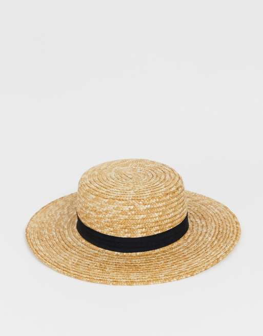 South Beach straw boater hat with black ribbon, 2 of 4