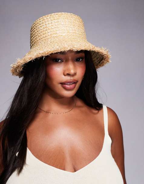 South Beach straw bucket hat in beige - view 1