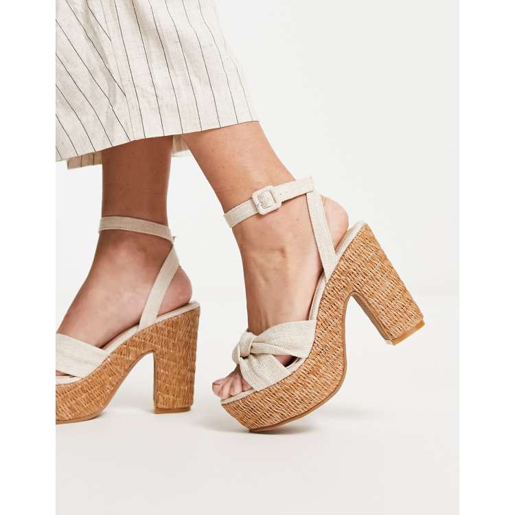 Straw sales platform sandals