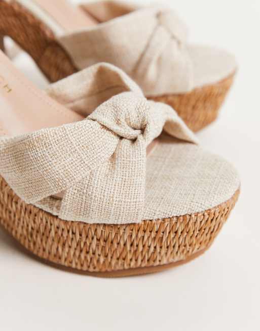 Women's Vintage Beach Style Wedge Sandals With Chunky Braided Jute