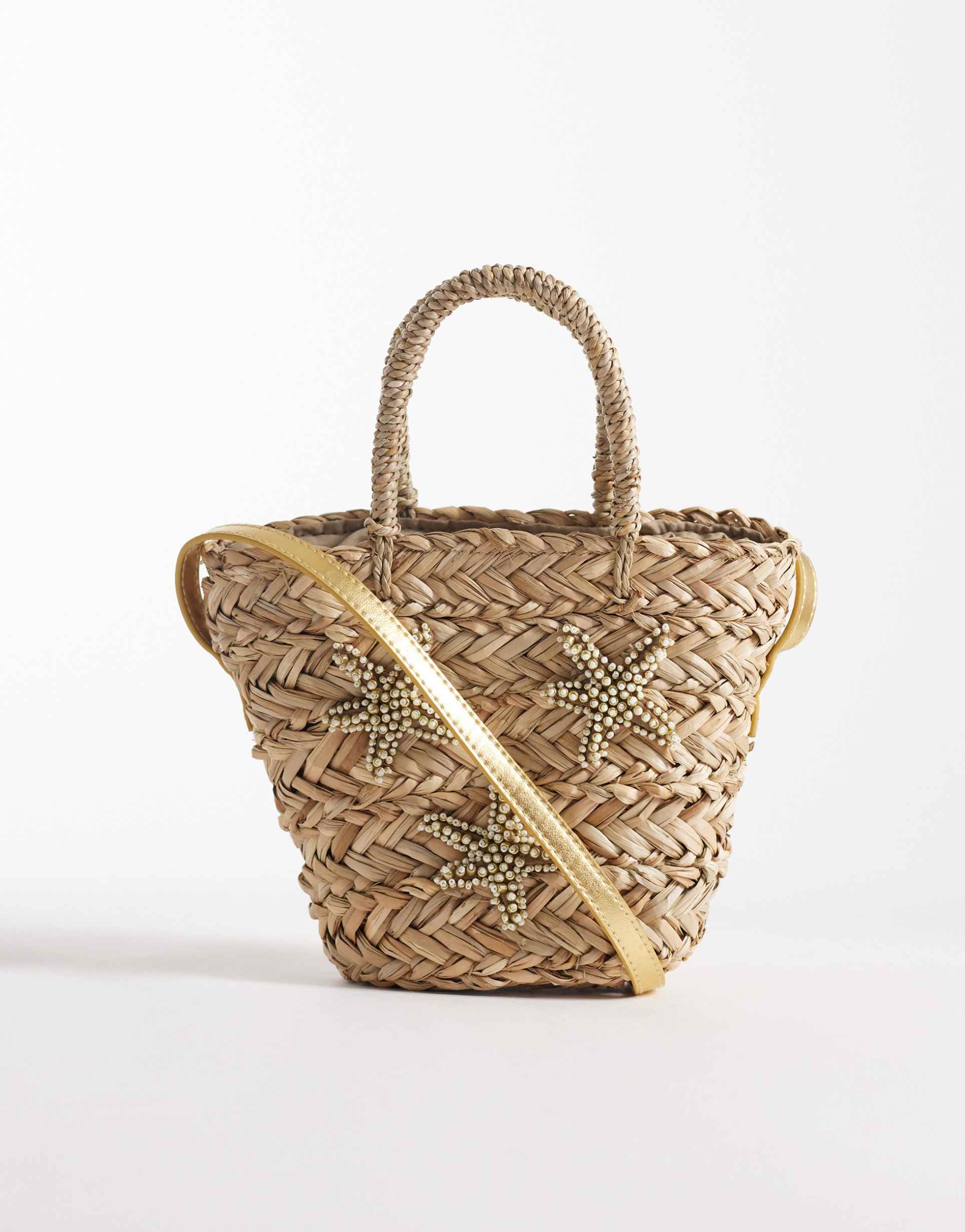 south beach straw clutch purse with faux pearl starfish embellishment in natural