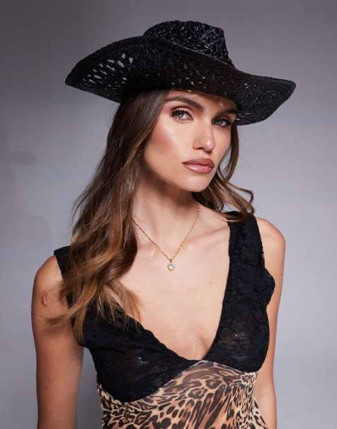 South Beach straw cowboy hat in black - view 1