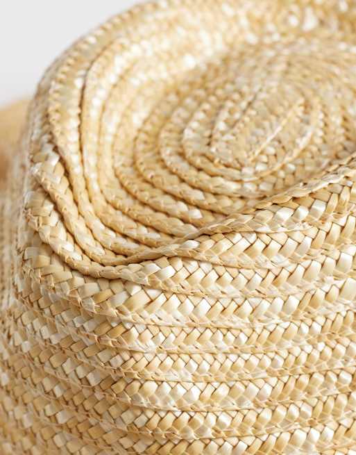 South Beach straw cowboy hat with faux pearl shell trim in natural , 2 of 3