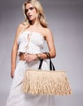 [South Beach] South Beach straw fringed basket bag in beige-Neutral No Size BEIGE