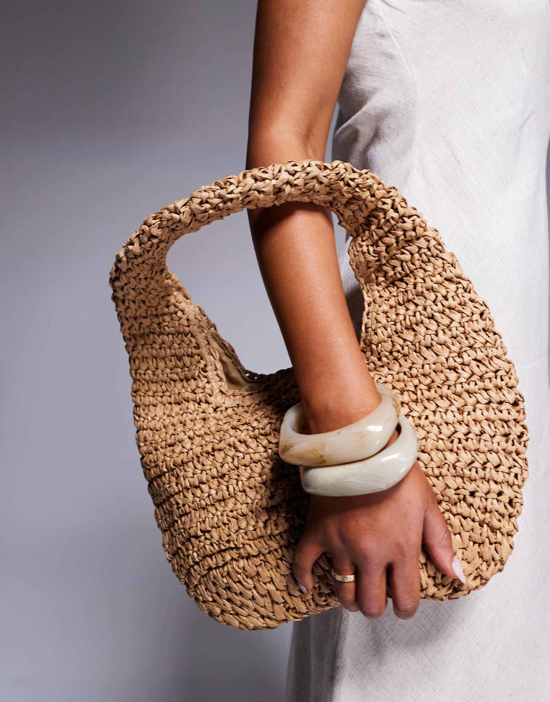 south beach straw grab bag in beige