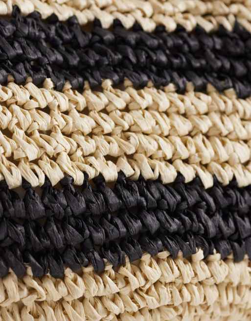 South Beach straw grab bag in mono stripe, 4 of 4