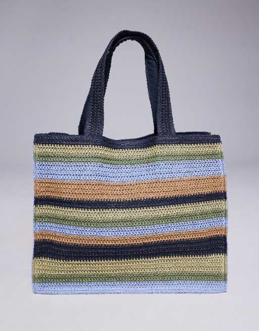 Earndodo Women's Straw Tote Bag - Large Hand-Woven Beach Bag With Shoulder Strap (Multi-Color)