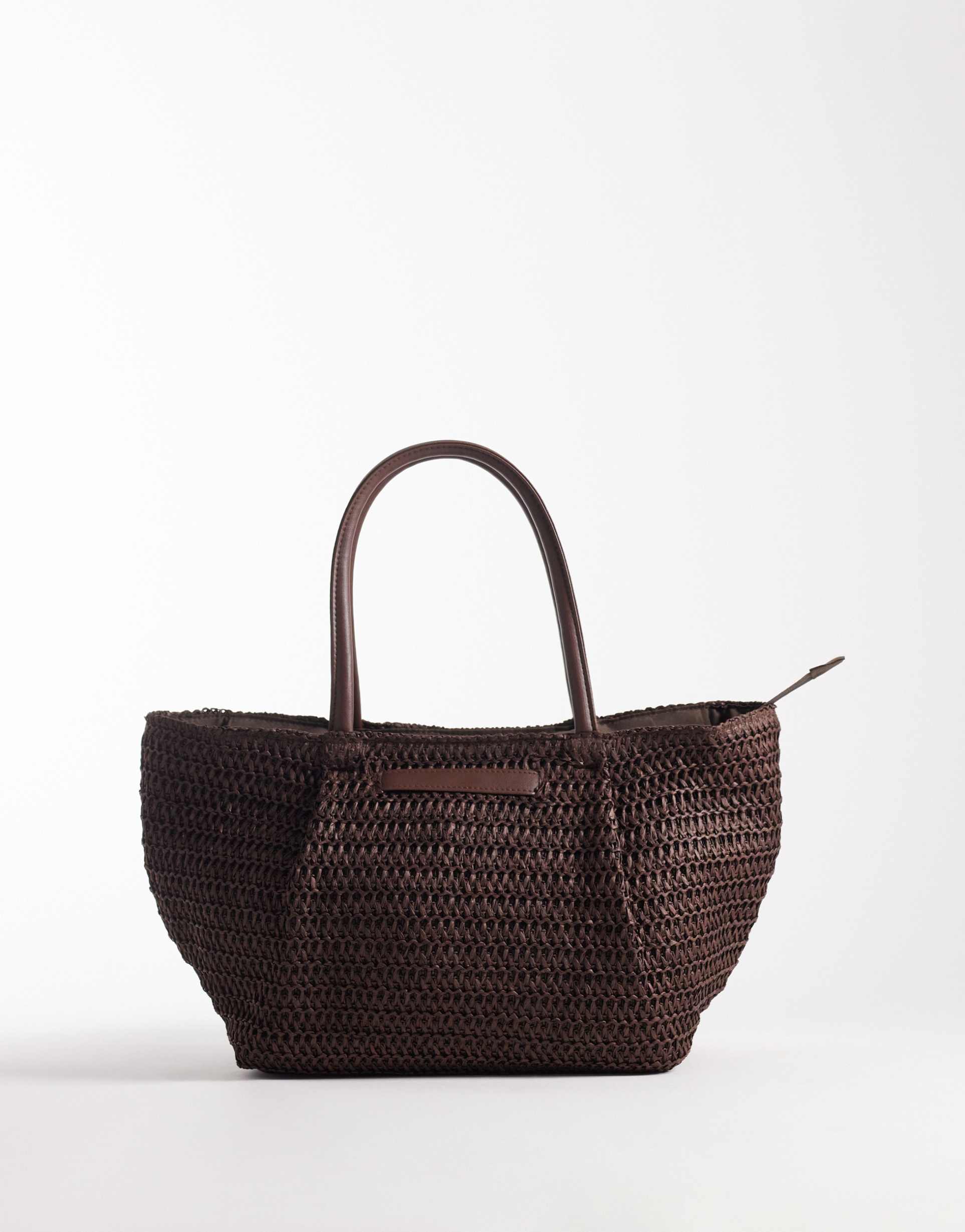 south beach straw tote in chocolate brown
