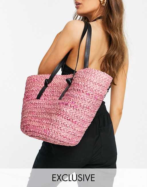 South Beach straw tote in pink