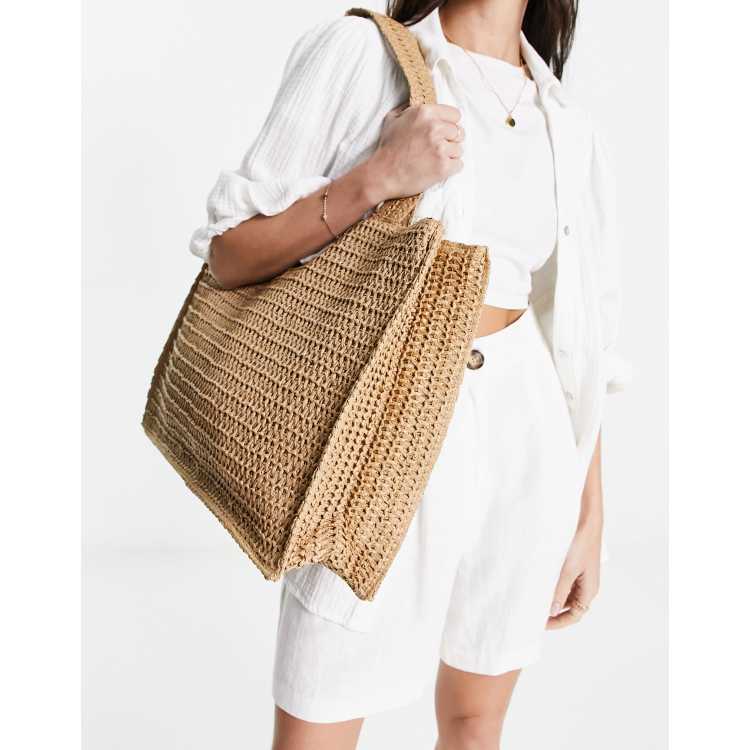 North south cheap straw beach tote