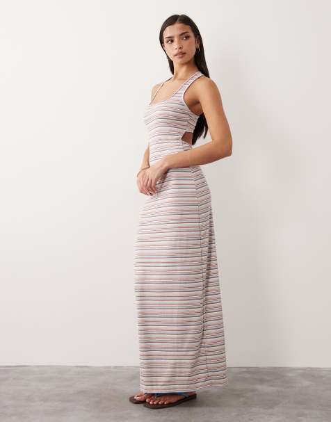 South Beach stripe jersey maxi dress in multi - view 1