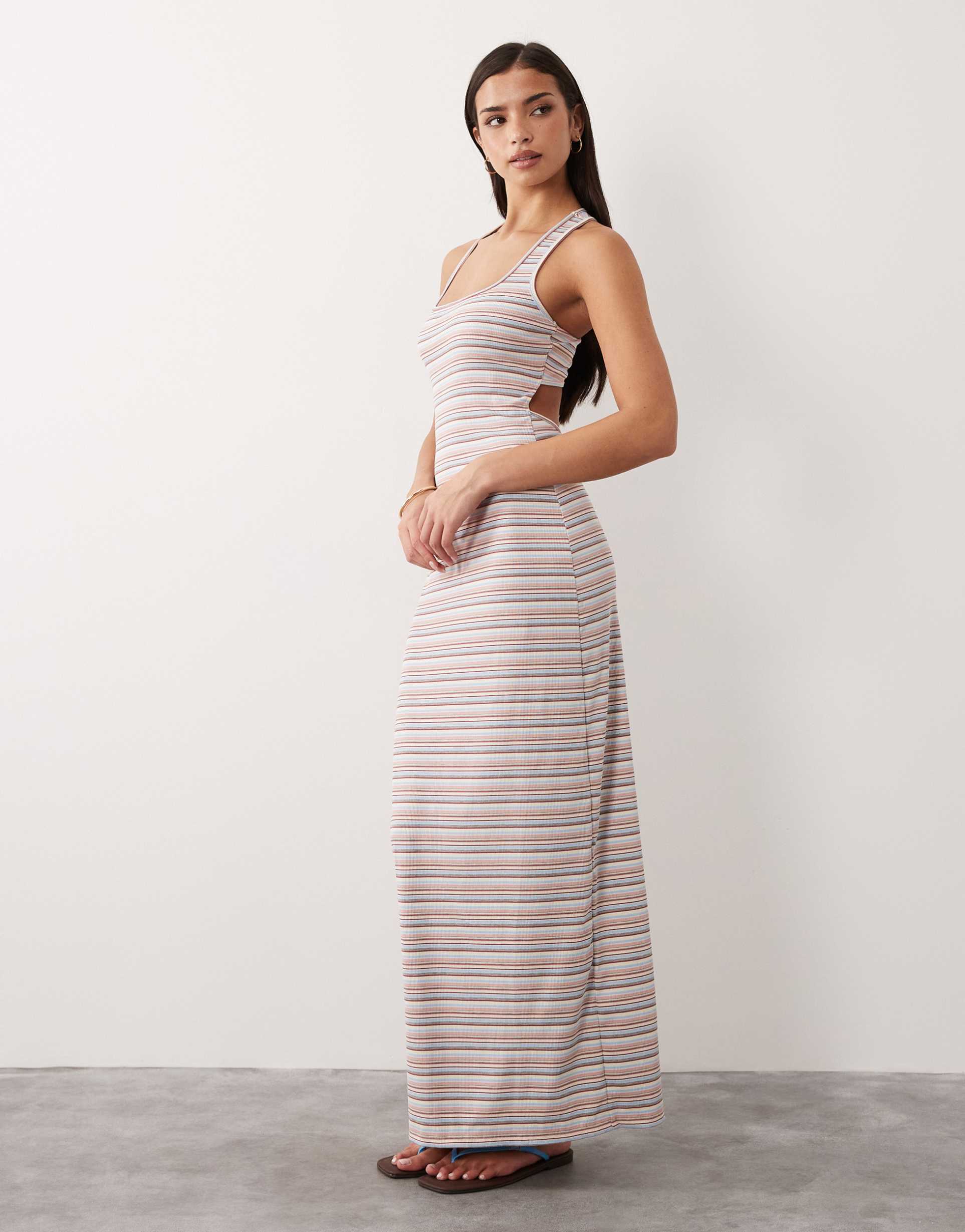 south beach stripe jersey maxi dress in multi