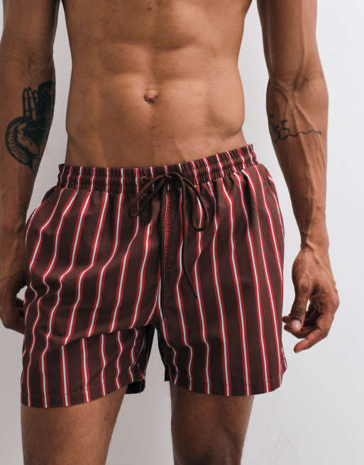 South Beach stripe swim short in dark brown, 4 of 9