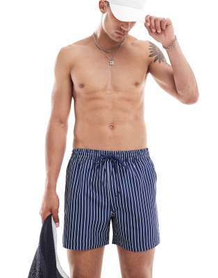 stripe swim shorts in navy and cream