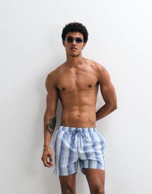 South Beach Stripe Swimshort In Blue