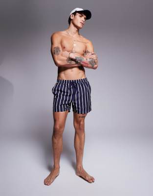 striped swim shorts in navy