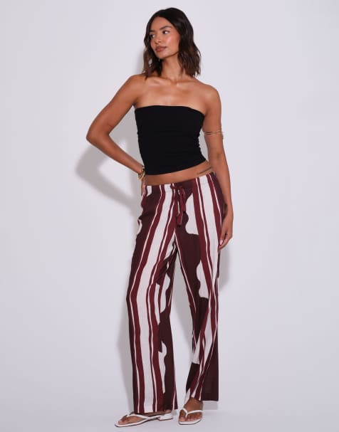 South Beach Striped wide leg trouser in multi - view 1