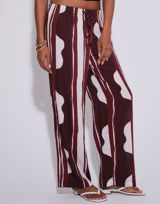 South Beach Striped wide leg trouser in multi, 4 of 5