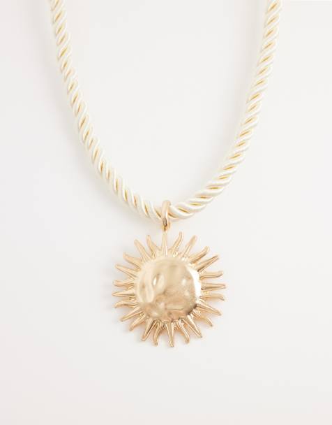 South Beach sun pendant rope necklace in gold - view 1