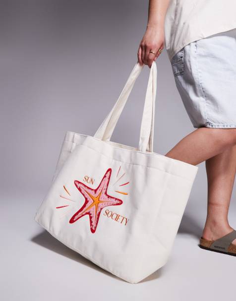 South Beach - Sun Society - Borsa shopping in spugna crema - view 1