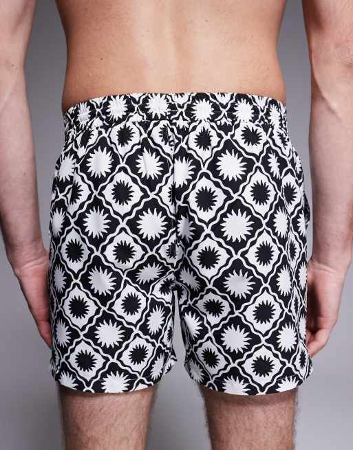 South Beach sundial geo print swim shorts in black multi, 5 of 5
