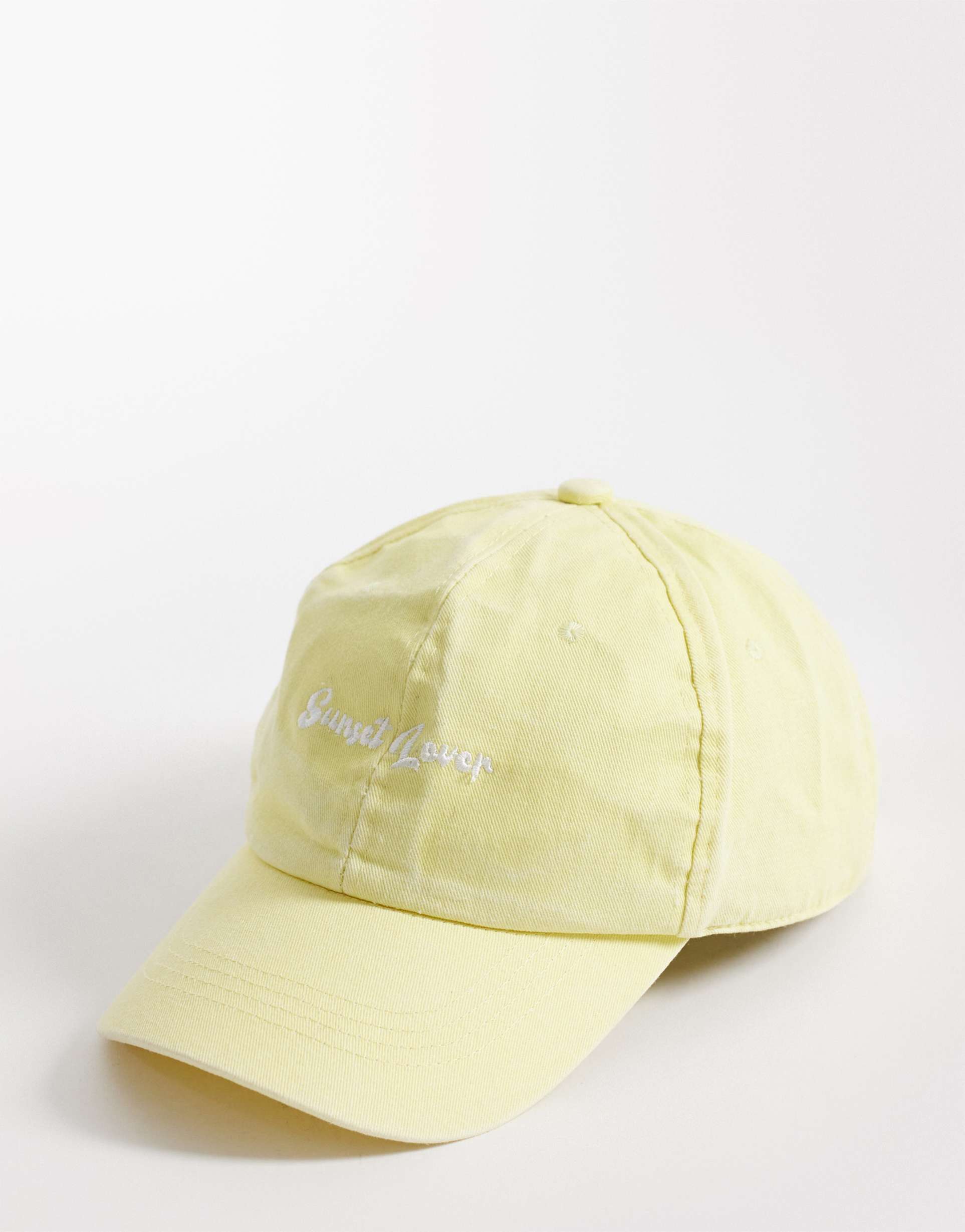 south beach sunset lover slogan cap in yellow