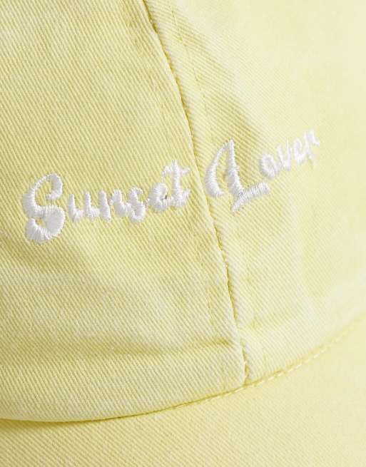 South Beach sunset lover slogan cap in yellow, 2 of 3