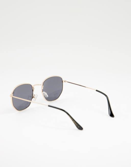 South Beach – Svarta, hexagonformade pilotsolglasögon med rökfärgade glas, 3 av 4