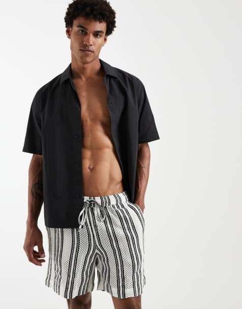 South Beach – Svarta, randiga, virkade shorts - view 1