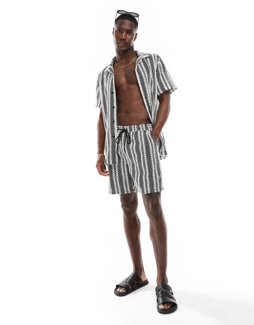 South Beach – Svartvita, randiga, virkade strandshorts, del av set, 2 av 5