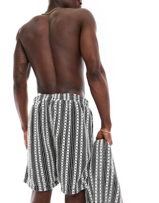 South Beach – Svartvita, randiga, virkade strandshorts, del av set, 5 av 5