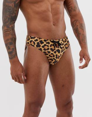 leopard print swim briefs