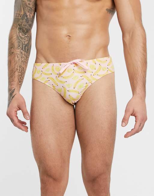 Banana print hot sale swim trunks