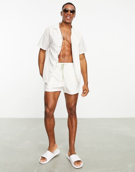 South Beach swim shorts co ord in white stripe