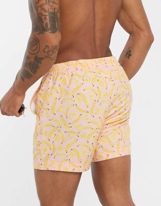 Banana print 2024 swim trunks