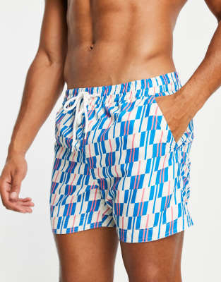 South Beach swim shorts in blue geometric print - ASOS Price Checker