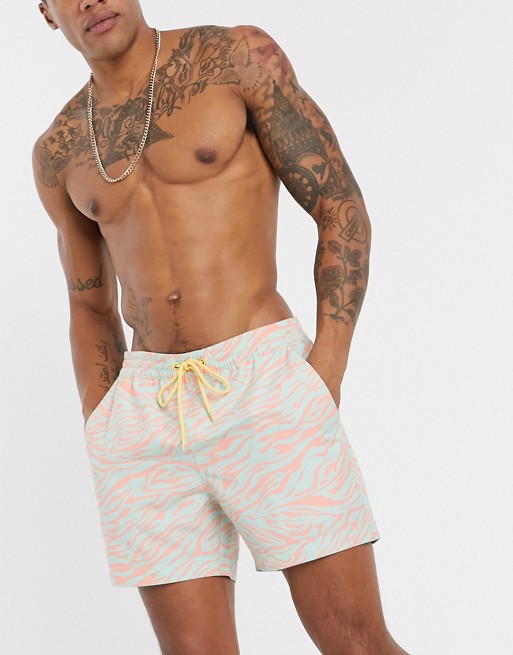South Beach swim shorts in contrast zebra print