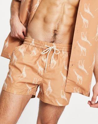 South Beach swim shorts in giraffe print