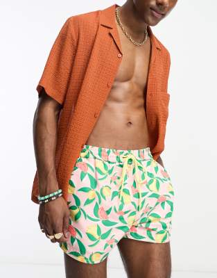 South Beach swim shorts in pink lemon print