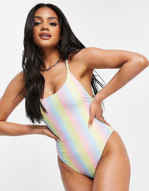 South Beach swimsuit in candy stripe
