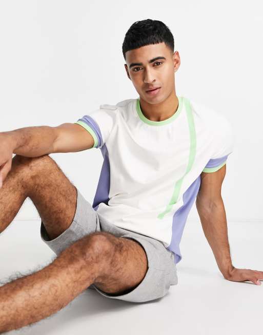 South Beach - T-shirt en polyester avec empiècements colorés - Crème