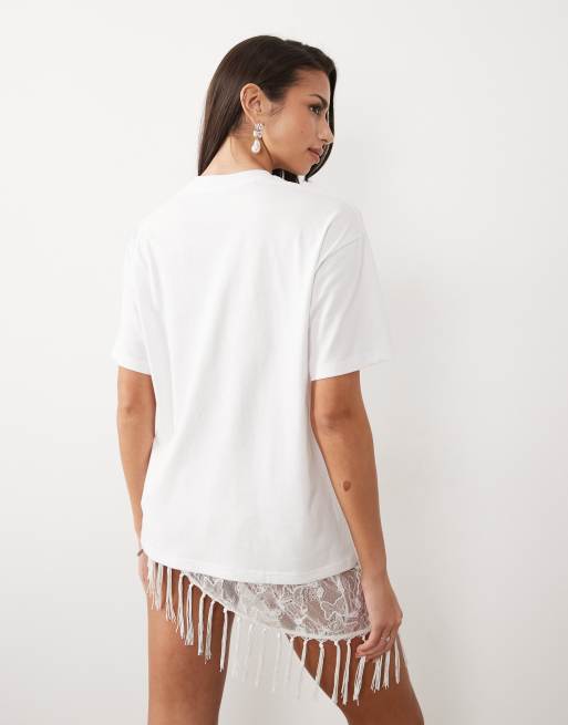 South Beach - T-shirt met 'Married in a Tini bit'-print in wit, 4 van 4