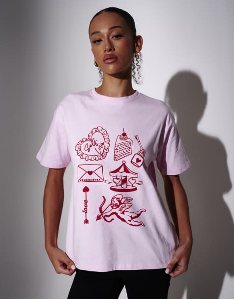 South Beach - T-shirt oversize à imprimé Self Love - Rose - view 1